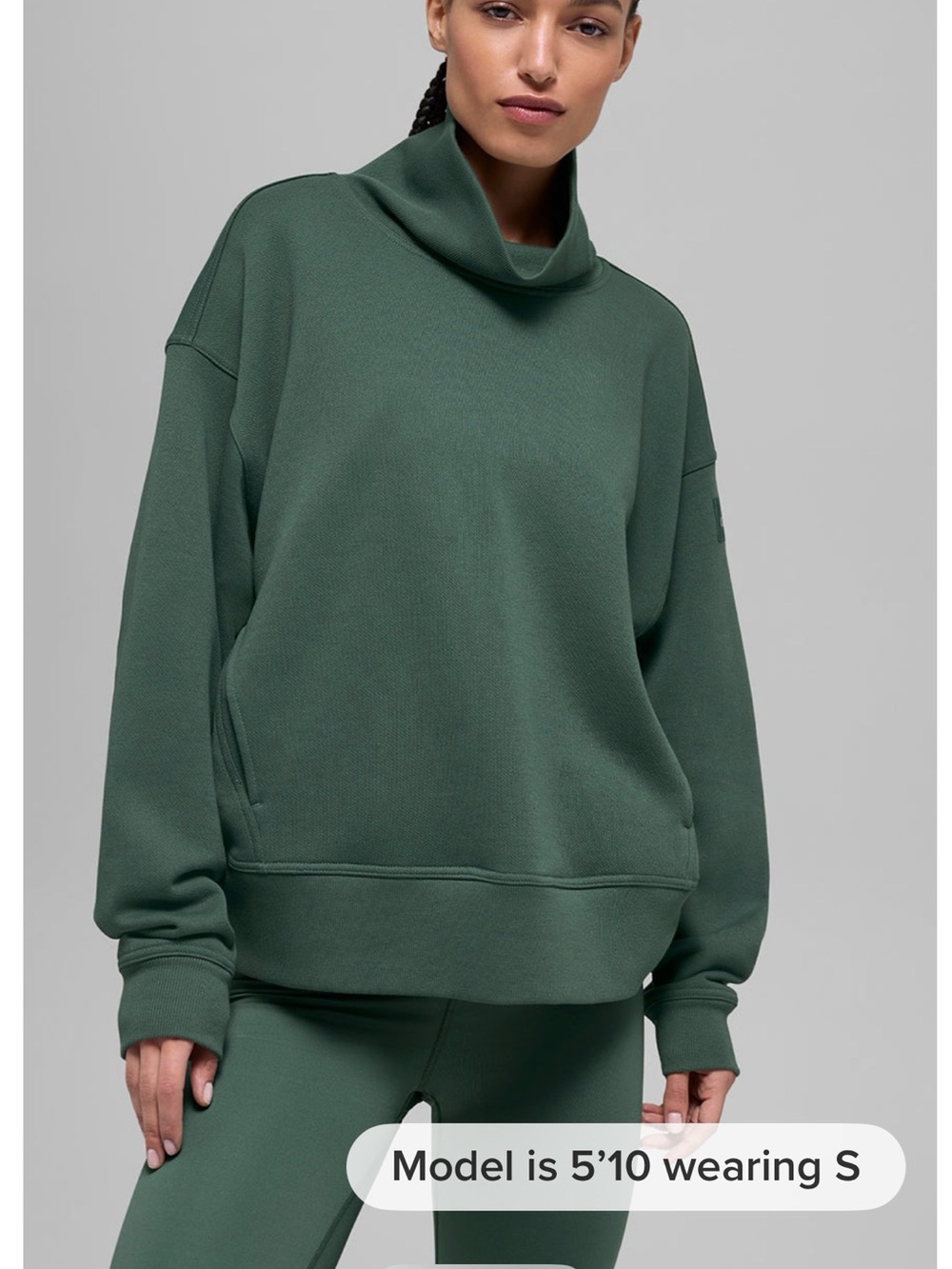 ALO yoga hazy Mockneck pullover clover green